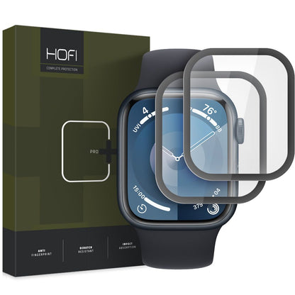 Protective Cover HOFI Hybrid PRO+ for Apple Watch 45mm Series, Set 2 pieces, Plastic, Black 