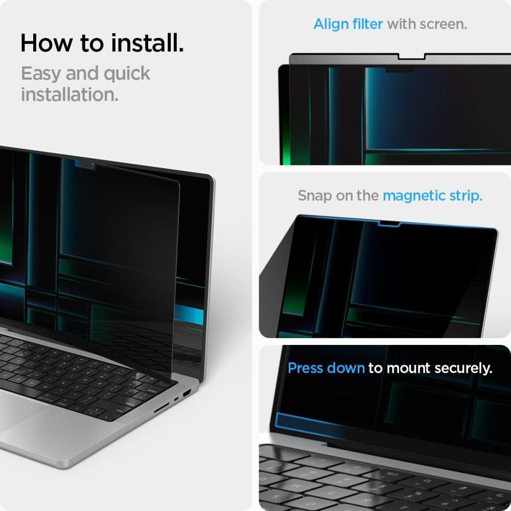 Folija za zaštitu privatnosti ekrana Spigen Safe View Magnetic za Apple MacBook Pro 14inch (2022) / (2024) / (2023) / (2021), Plastika AFL06158