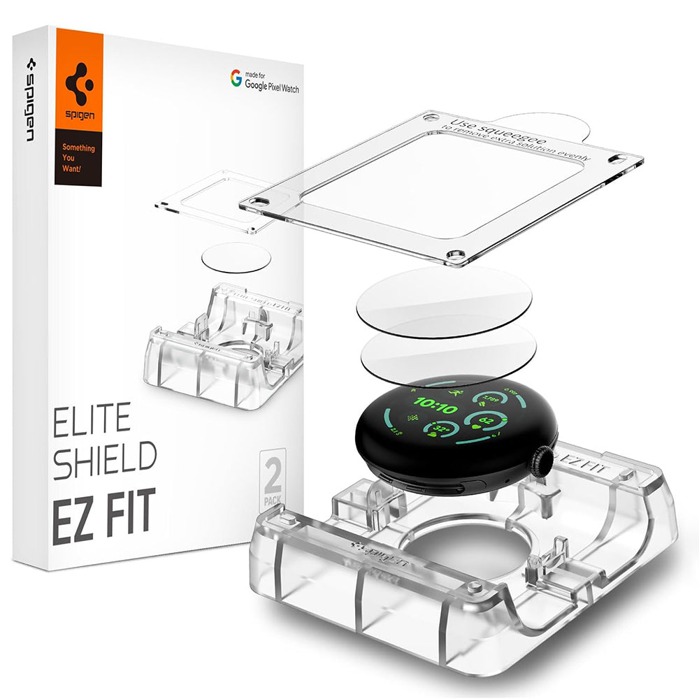 Zaštitna folija Spigen Elite Shield EZ FIT za Google Pixel Watch 45mm Series, Set 2 komada, Kaljeno staklo, Providna AFL08525