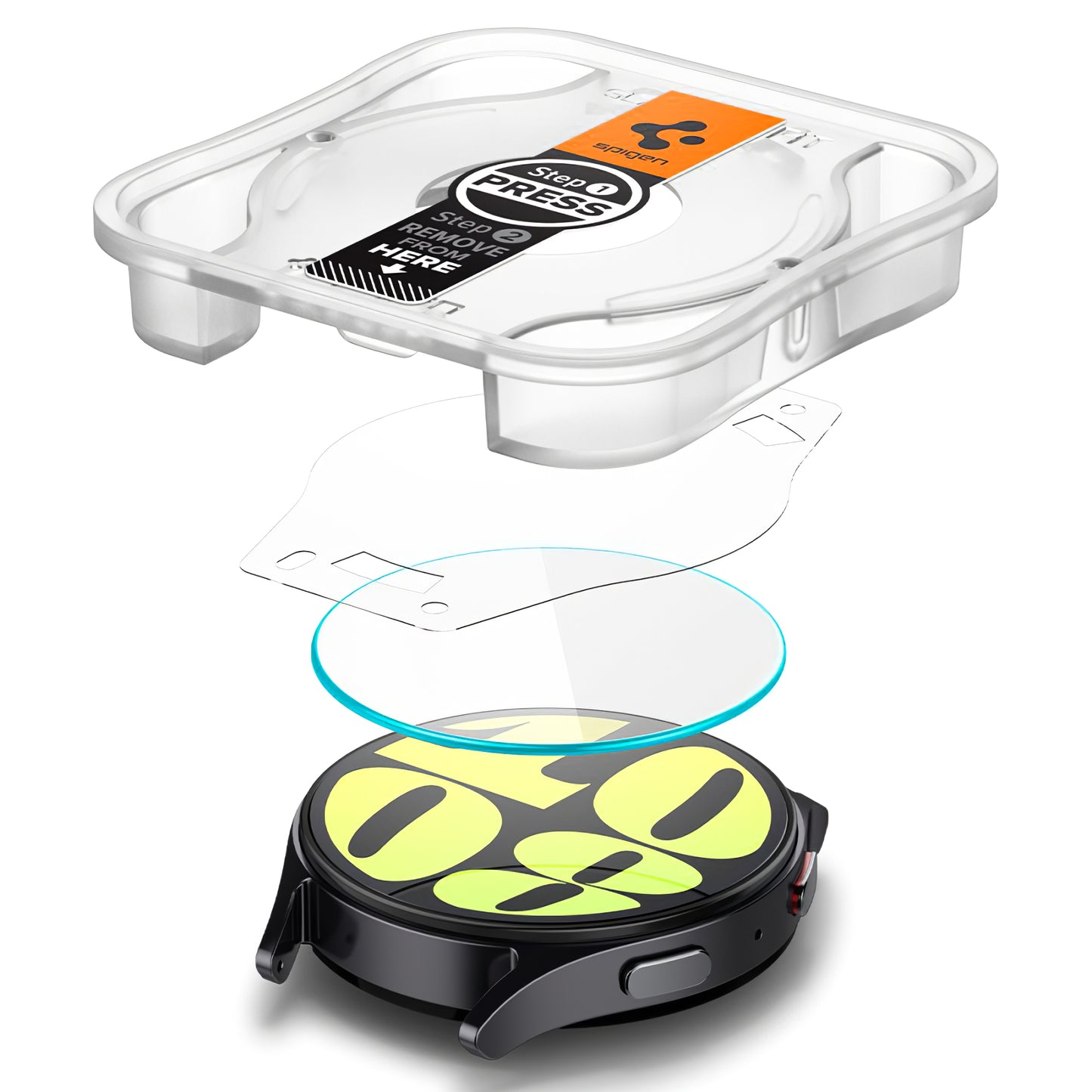 Folija za zaštitu Spigen GlastR EZ FIT za Samsung Galaxy Watch7 / Watch6 / Watch5 / Watch4 44mm seriju, Set 2 komada, Kaljeno staklo AGL08493