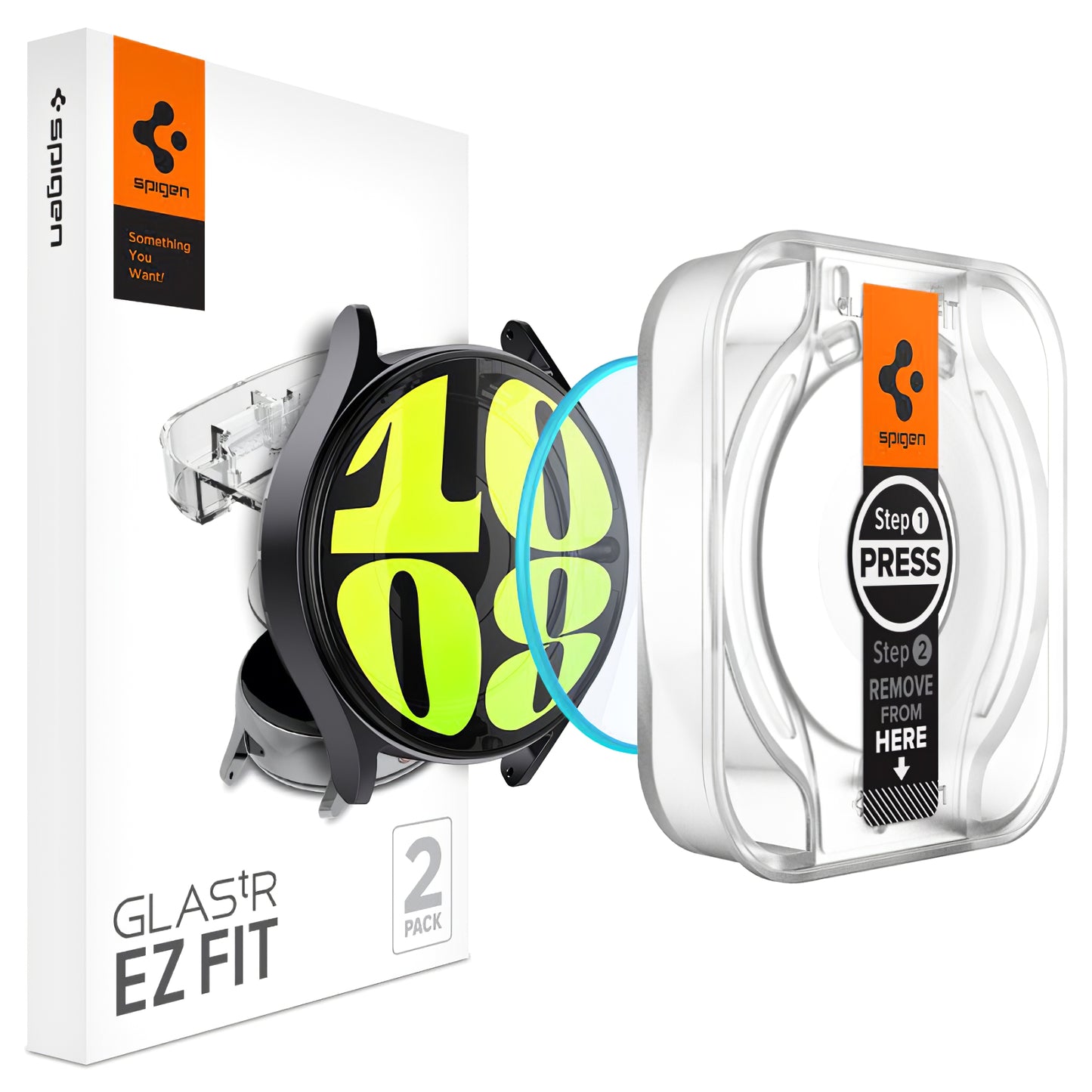 Protective Foil Spigen Glastr EZ FIT for Samsung Galaxy Watch7 / Watch6 / Watch5 / Watch4 40mm Series, Set 2 pieces, Tem Tempered Glass AGL08494 