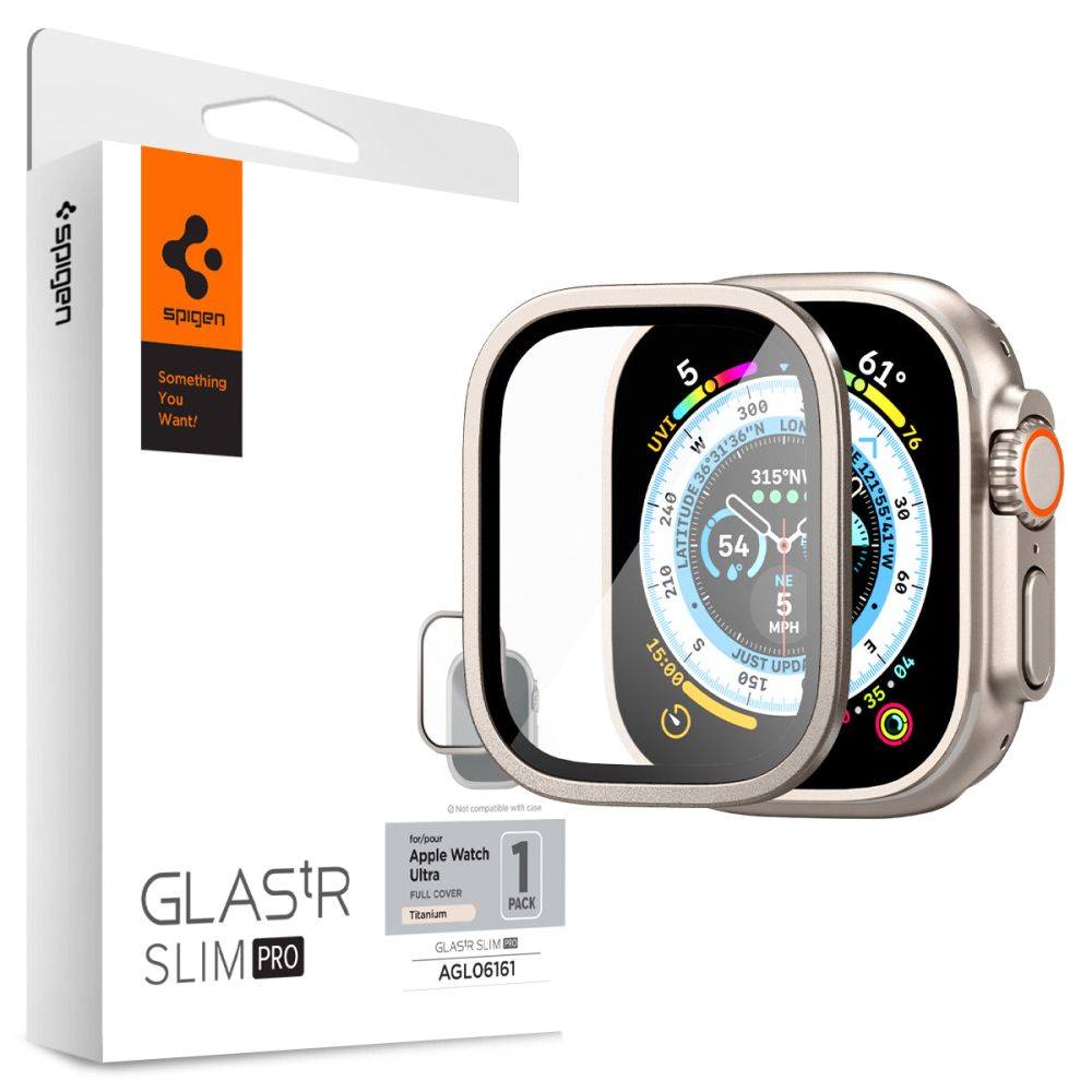 Folija za zaštitu Spigen GLAStR Slim Pro Titanium za Apple Watch Ultra seriju, Kaljeno staklo AGL06161