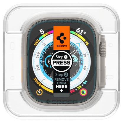 Zaštitna folija Spigen GlastR EZ FIT za Apple Watch Ultra Series, Set 2 komada, Kaljeno staklo AGL05556