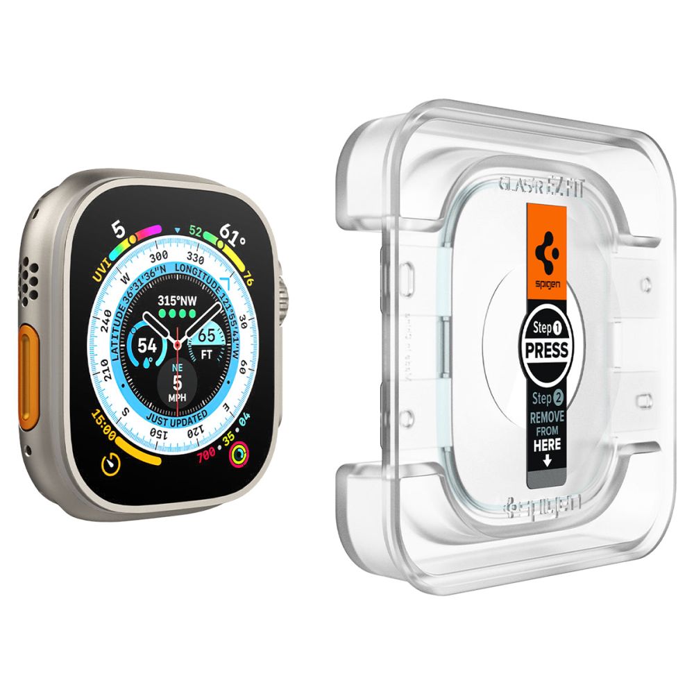 Zaštitna folija Spigen GlastR EZ FIT za Apple Watch Ultra Series, Set 2 komada, Kaljeno staklo AGL05556