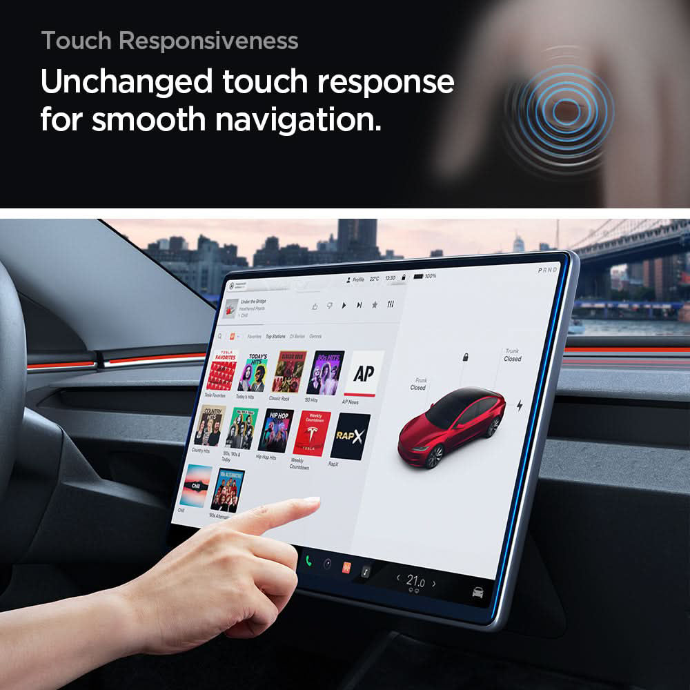 Zaštitna folija Spigen GlastR EZ FIT Anti-Glare FC za navigaciju Tesla Y (2026 / 2025) / 3 (2026 / 2025 / 2024), kaljeno staklo AGL07152