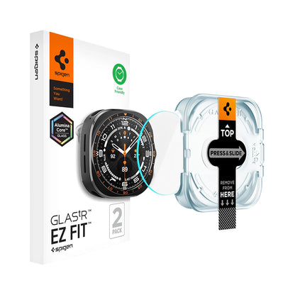 Zaštitna folija Spigen GlastR EZ FIT za Samsung Galaxy Watch Ultra2, Kaljeno staklo, Set od 2 komada AGL11758