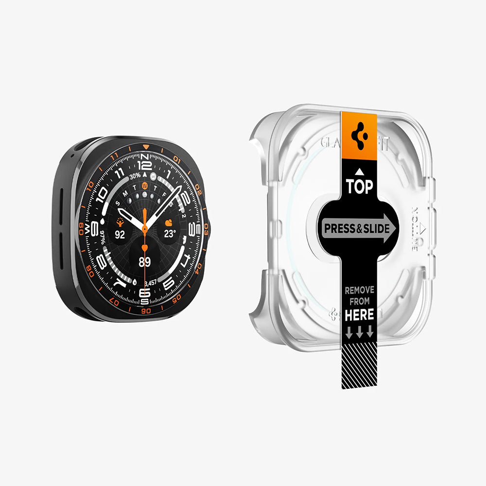 Zaštitna folija Spigen GlastR EZ FIT za Samsung Galaxy Watch Ultra2, Kaljeno staklo, Set od 2 komada AGL11758
