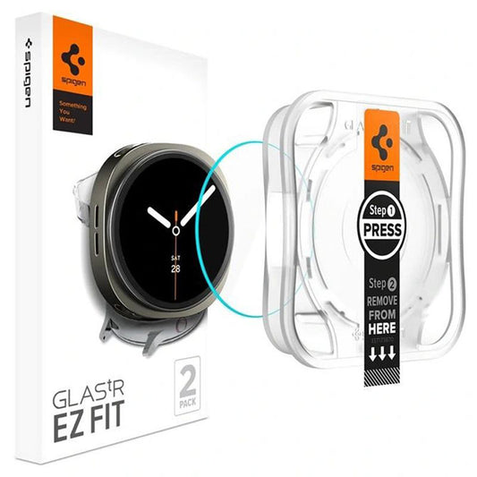 Folija za zaštitu Spigen GlastR EZ FIT za Samsung Galaxy Watch8 44mm, Set 2 komada, Kaljeno staklo AGL09874