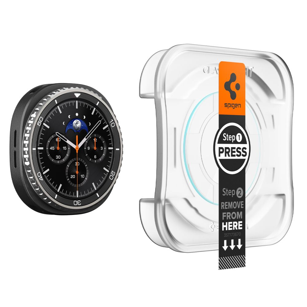 Folija za zaštitu Spigen GlastR EZ FIT za Samsung Galaxy Watch8 Classic, Set 2 komada, Kaljeno staklo AGL09877