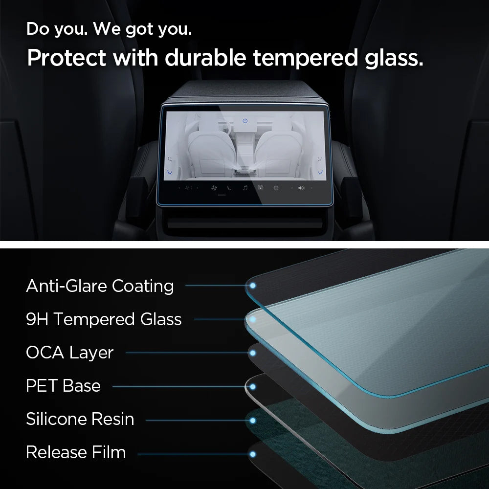 Zaštitna folija Spigen GlastR Slim Anti-Glare za Navigaciju Tesla Y (2026 / 2025) / 3 (2026 / 2025 / 2024), Kaljeno staklo AGL07586