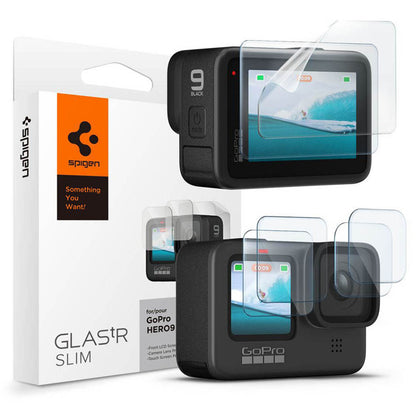 Folija za zaštitu ekrana i objektiva Spigen GlastR Slim za GoPro Hero 12 / 9 / 10 / 11, Kaljeno staklo, Set od 6 komada AGL03045