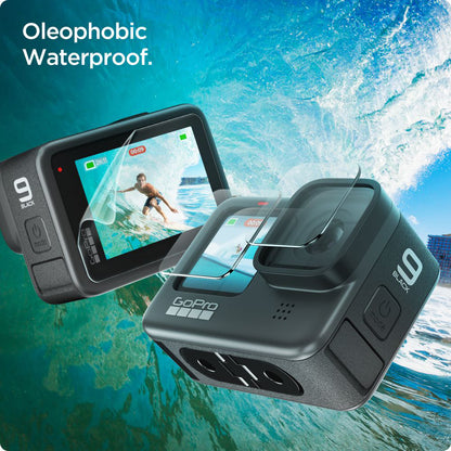 Folija za zaštitu ekrana i objektiva Spigen GlastR Slim za GoPro Hero 12 / 9 / 10 / 11, Kaljeno staklo, Set od 6 komada AGL03045