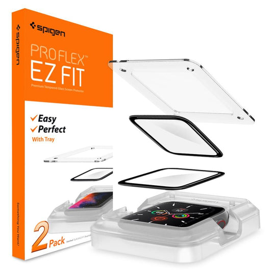 Folija za zaštitu Spigen ProFlex EZ FIT za Apple Watch 44mm seriju, Set od 2 komada, Fleksibilno staklo, Crna