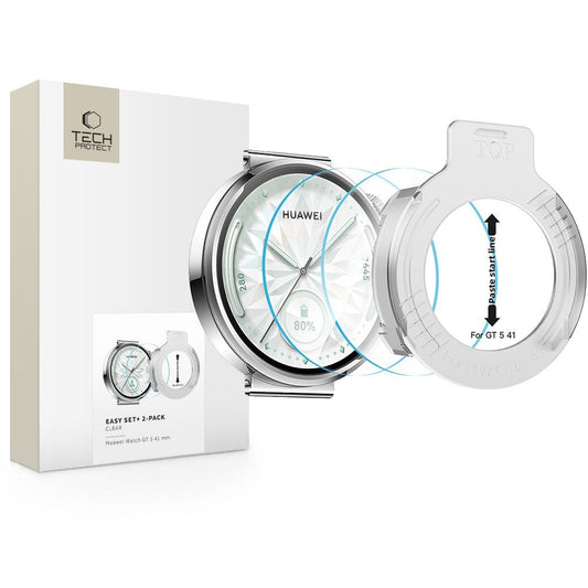 Zaštitna folija Tech-Protect Easy Set+ za Huawei Watch GT 5 41mm, Set 2 komada, Kaljeno staklo