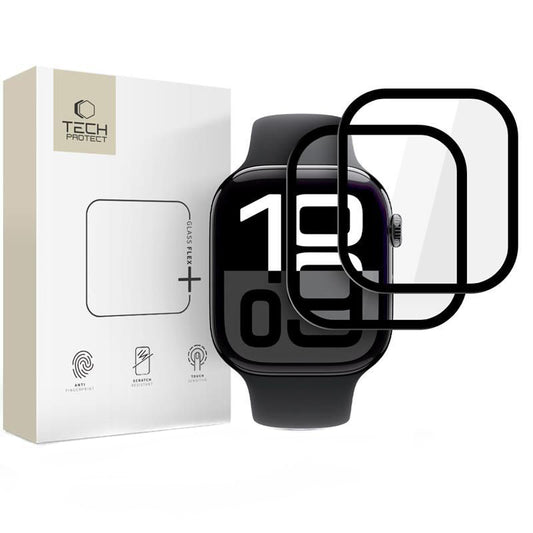 Folija za zaštitu Tech-Protect Flex+ za Apple Watch 46mm seriju, Set 2 komada, Fleksibilno staklo, Crna