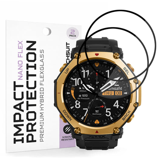 Folija za zaštitu Techsuit Nano Flex za Amazfit T-Rex 3 Pro 48mm, Set 2 komada, Plastika, Crna