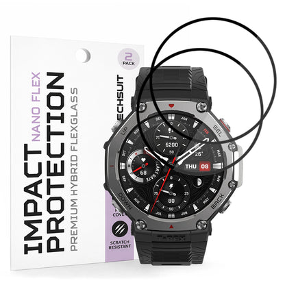 Folija za zaštitu Techsuit Nano Flex za Amazfit T-Rex 3, Set 2 komada, Plastika, Crna