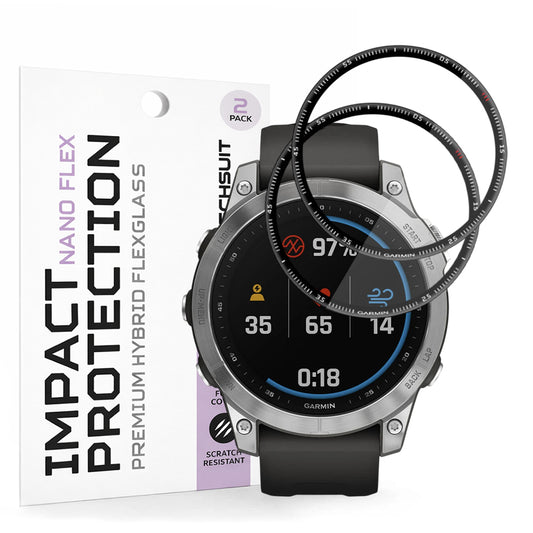 Folija za zaštitu Techsuit Nano Flex za Garmin Fenix 7, Set 2 komada, Plastika, Crna