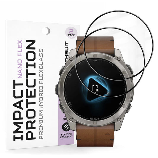 Folija za zaštitu Techsuit Nano Flex za Garmin Fenix 8 Pro 51mm / 8 51mm, Set 2 komada, Plastika, Crna