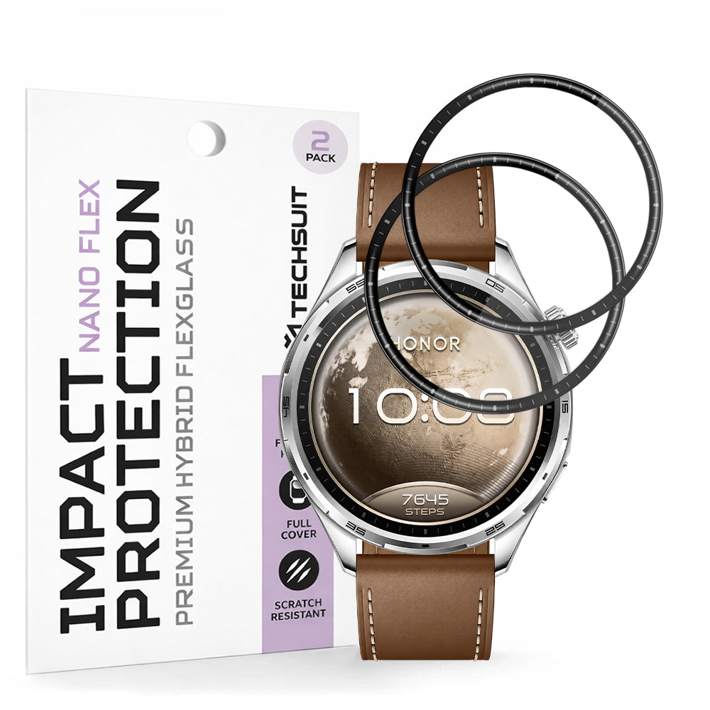 Zaštitna folija Techsuit Nano Flex za Honor Watch 6, Plastika, Set od 2 komada, Crna