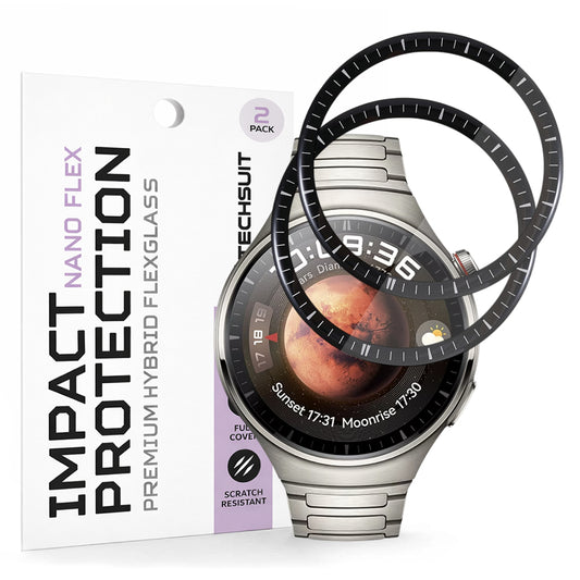 Folija za zaštitu Techsuit Nano Flex za Huawei Watch 4 Pro, Set 2 komada, Plastika, Crna