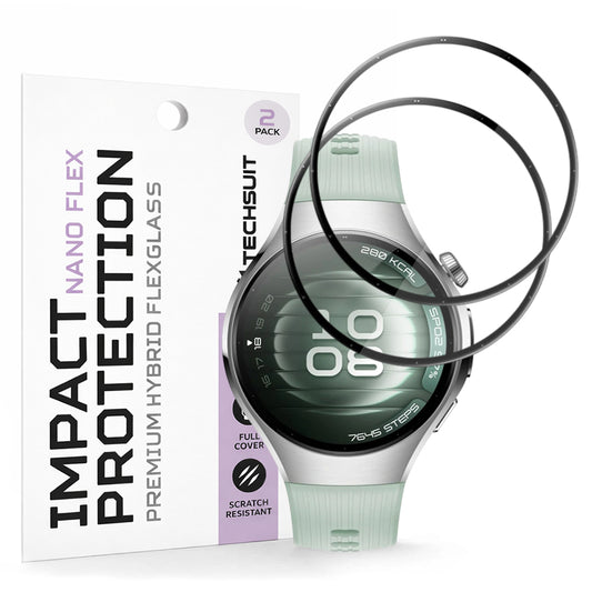 Folija za zaštitu Techsuit Nano Flex za Huawei Watch 5 42mm, Set 2 komada, Plastika, Crna