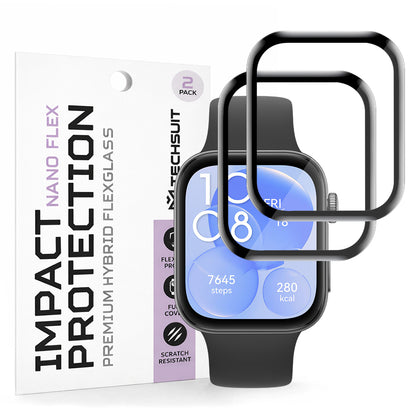 Folija za zaštitu Techsuit Nano Flex za Huawei Watch Fit 3, Set 2 komada, Plastika, Crna