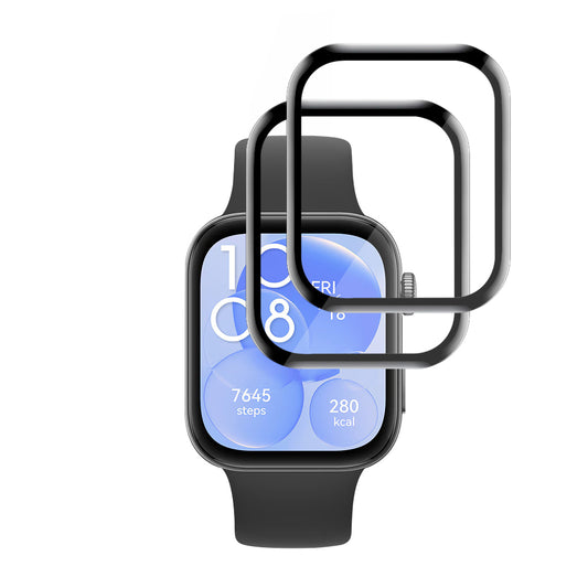 Folija za zaštitu Techsuit Nano Flex za Huawei Watch Fit 3, Set 2 komada, Plastika, Crna