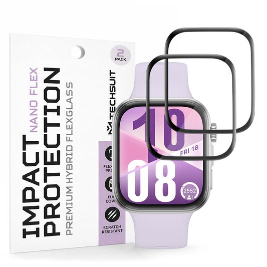 Folija za zaštitu Techsuit Nano Flex za Huawei Watch Fit 4, Set 2 komada, Plastika, Crna