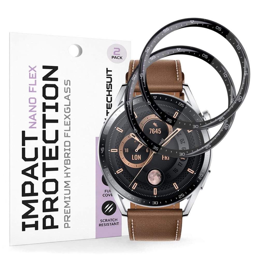 Folija za zaštitu Techsuit Nano Flex za Huawei Watch GT 3 46mm, Set 2 komada, Plastika, Crna