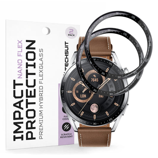 Folija za zaštitu Techsuit Nano Flex za Huawei Watch GT 3 46mm, Set 2 komada, Plastika, Crna