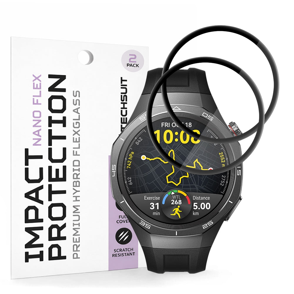Folija za zaštitu Techsuit Nano Flex za Huawei Watch GT 5 Pro 46mm, Set 2 komada, Plastika, Crna
