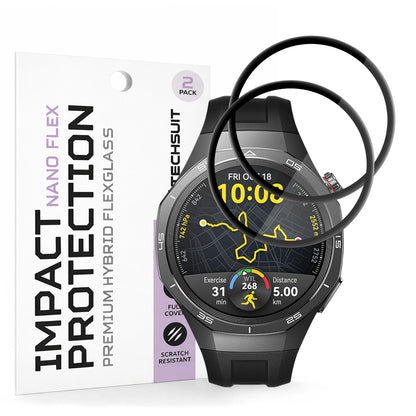 Folija za zaštitu Techsuit Nano Flex za Huawei Watch GT 5 Pro 46mm, Set 2 komada, Plastika, Crna