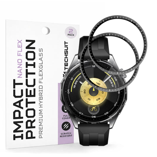 Folija za zaštitu Techsuit Nano Flex za Huawei Watch GT 6 46mm, Set 2 komada, Plastika, Crna