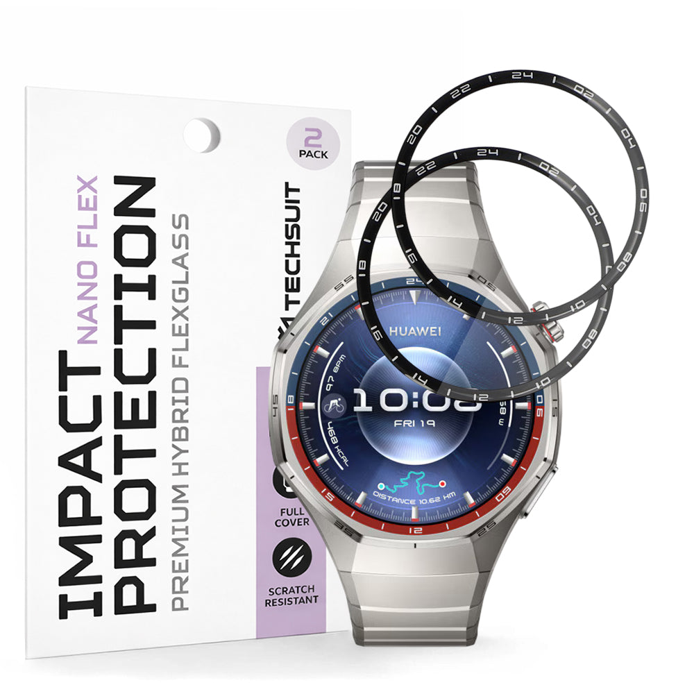 Folija za zaštitu Techsuit Nano Flex za Huawei Watch GT 6 Pro, Set 2 komada, Plastika, Crna