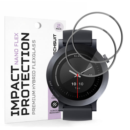 Folija za zaštitu Techsuit Nano Flex za Nothing CMF Watch 3 Pro, Set 2 komada, Plastika, Crna
