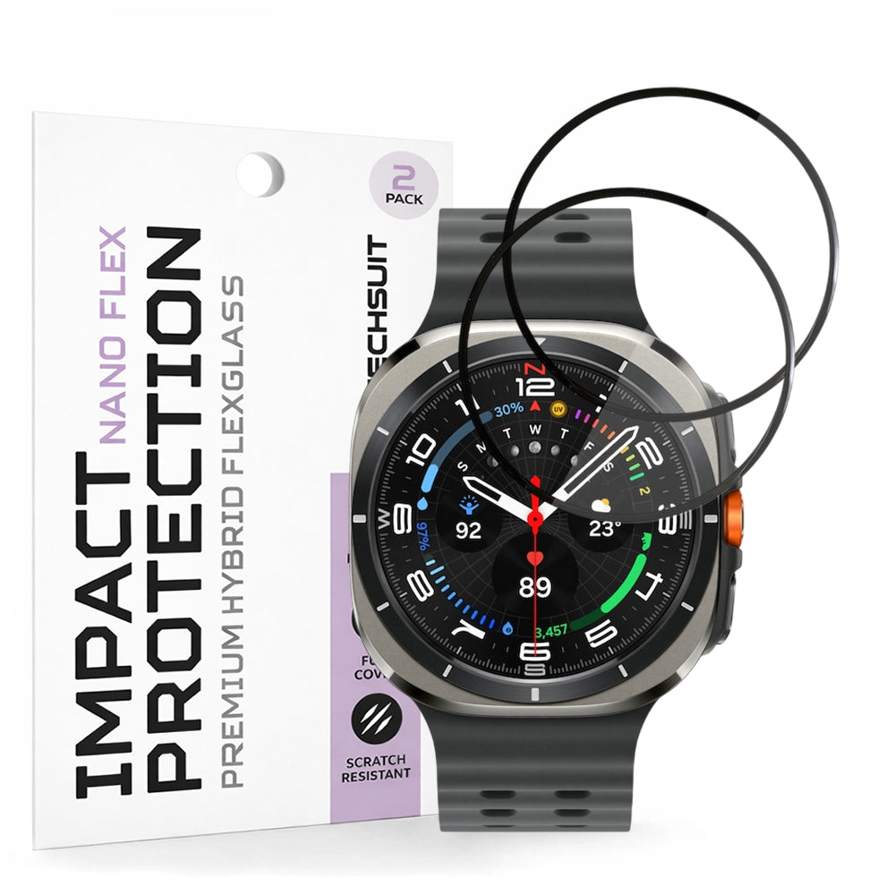 Folija za zaštitu Techsuit Nano Flex za Samsung Galaxy Watch Ultra, Set 2 komada, Plastika, Crna