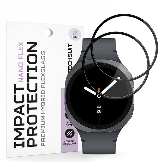 Folija za zaštitu Techsuit Nano Flex za Samsung Galaxy Watch8 40mm, Set 2 komada, Plastika, Crna