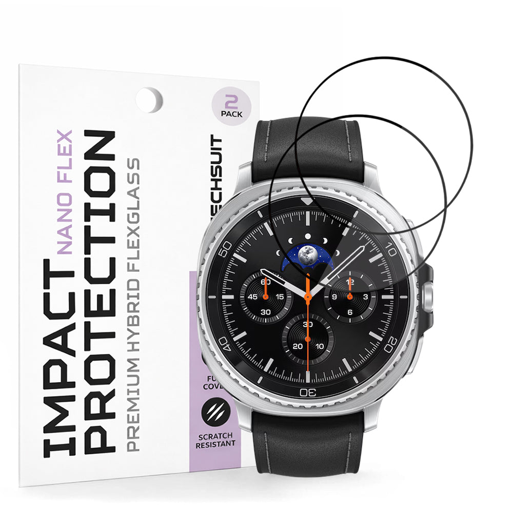 Folija za zaštitu Techsuit Nano Flex za Samsung Galaxy Watch8 Classic, Set 2 komada, Plastika, Crna