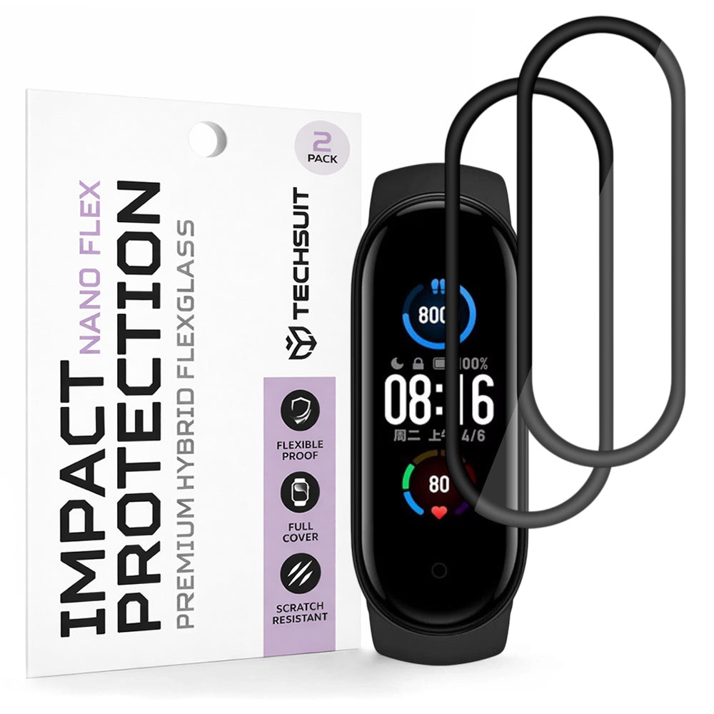 Folija za zaštitu Techsuit Nano Flex za Xiaomi Smart Band 6 / 5, Set 2 komada, Plastika, Crna