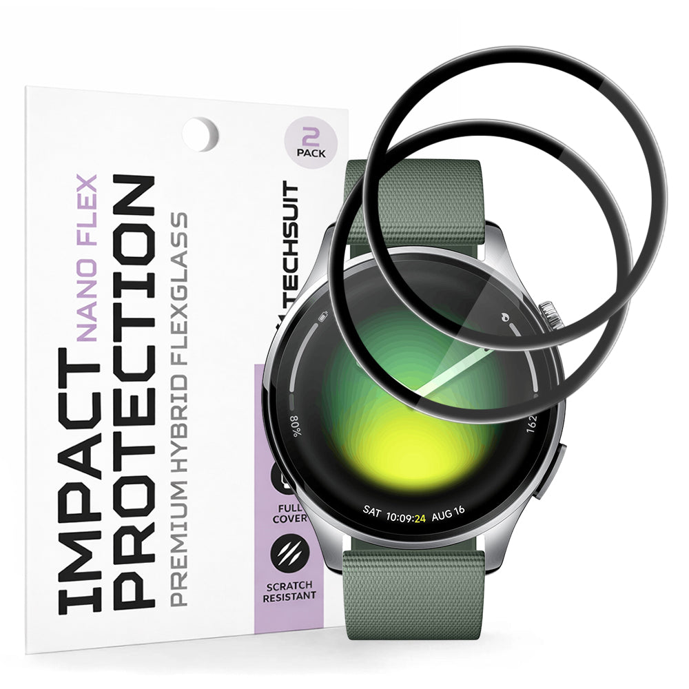 Folija za zaštitu Techsuit Nano Flex za Xiaomi Watch 5, Set 2 komada, Plastika, Crna