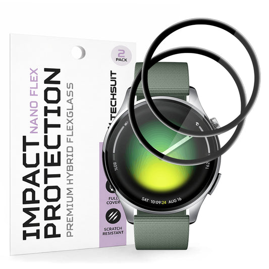 Folija za zaštitu Techsuit Nano Flex za Xiaomi Watch 5, Set 2 komada, Plastika, Crna