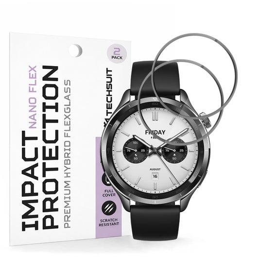 Folija za zaštitu Techsuit Nano Flex za Xiaomi Watch S4, Set 2 komada, Plastika, Crna