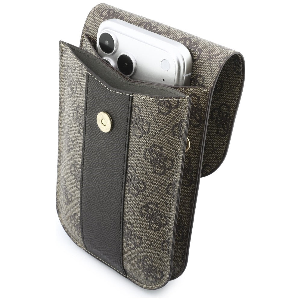 Univerzalna torbica za telefon, Guess, 4G Classic Logo Stripe, Braon