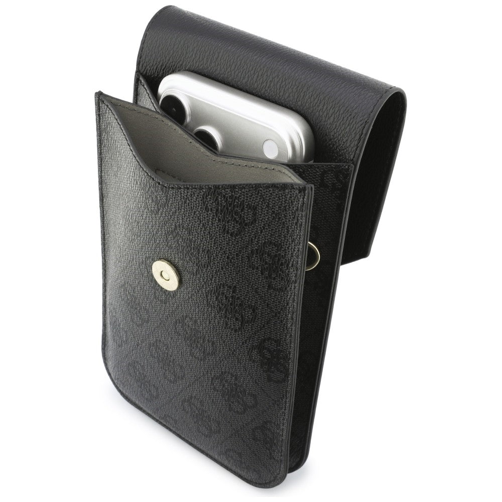 Univerzalna torbica za telefon, Guess, 4G Grained Classic Logo, Crna