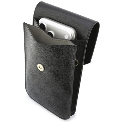 Univerzalna torbica za telefon, Guess, 4G Grained Classic Logo, Crna