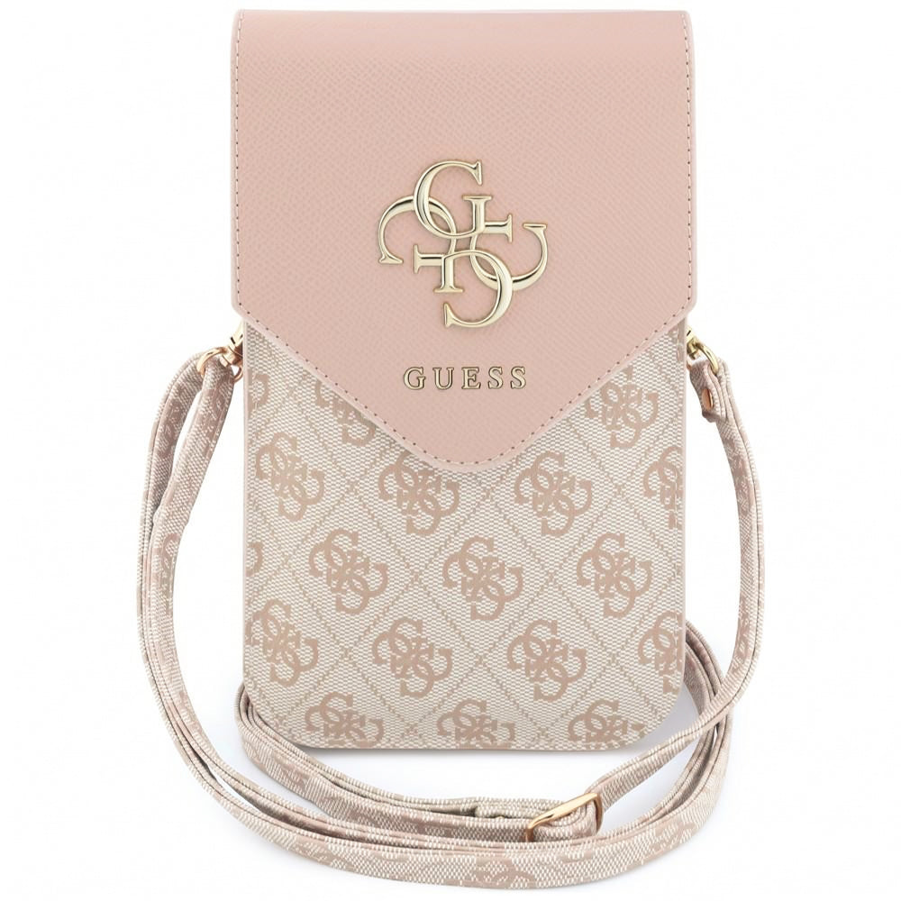 Univerzalna torbica za telefon, Guess, 4G Grained Classic Logo, Roze