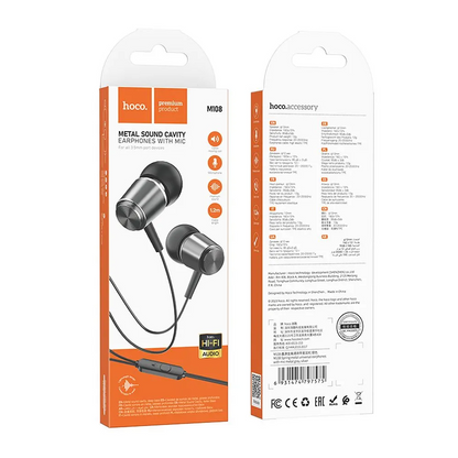 Handsfree 3.5mm HOCO M108, Sivi