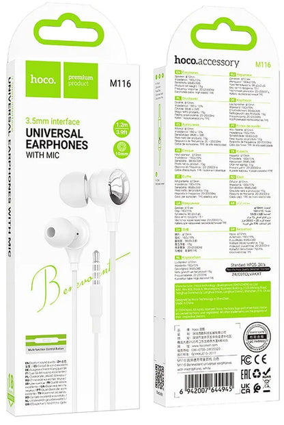Handsfree 3.5mm HOCO M116, Beli