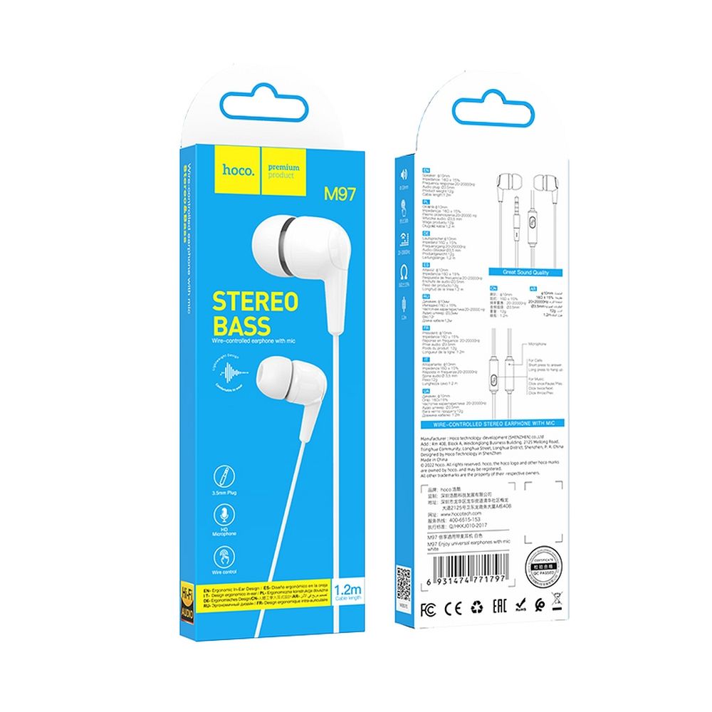 Handsfree 3.5mm HOCO M97, Beli